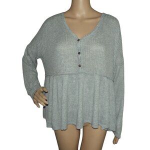 FSL+Apparel Sweater Sz Medium Gray thermal waffle knit long sleeve pullover top